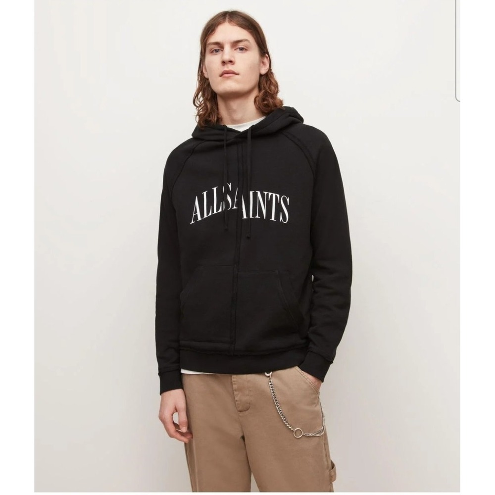 AllSaints Pullover Hoodie Drop Spell Out Black Pullover Diverge OTH MF129U Sz M